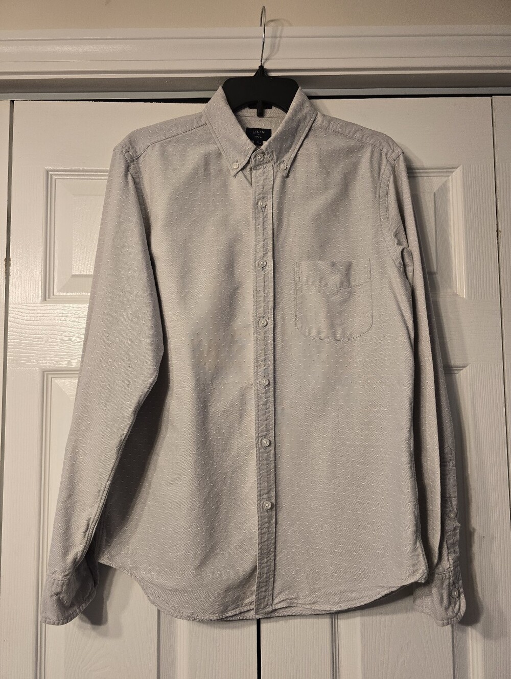 J.Crew Men’s Cotton Light Gray Button-Down Oxford Shirt Size M